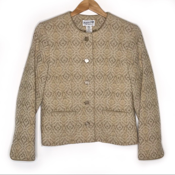 PENDLETON Diamond Ikat Wool Blazer Jacket Women’s Size 10P Petite - Picture 1 of 7